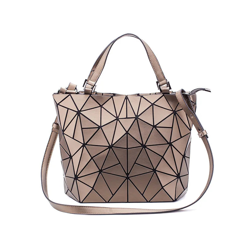 Diamond Tote Geometric Quilted Shoulder Bag Laser Plain Folding Handbag