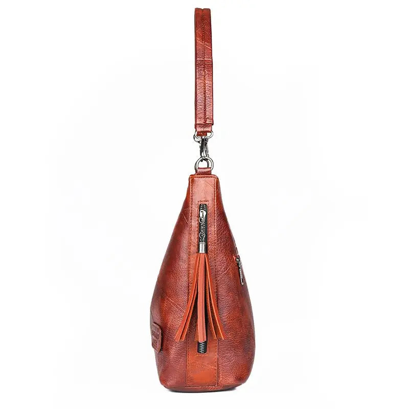 Vintage Soft Leather Bucket Bag for Women Shoulder Cross Body Handbag