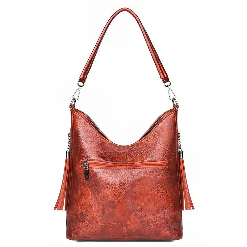 Vintage Soft Leather Bucket Bag for Women Shoulder Cross Body Handbag