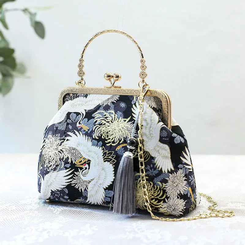 Women Butterfly Embroidery Evening Bag Party Clutch Messenger Wedding Bag