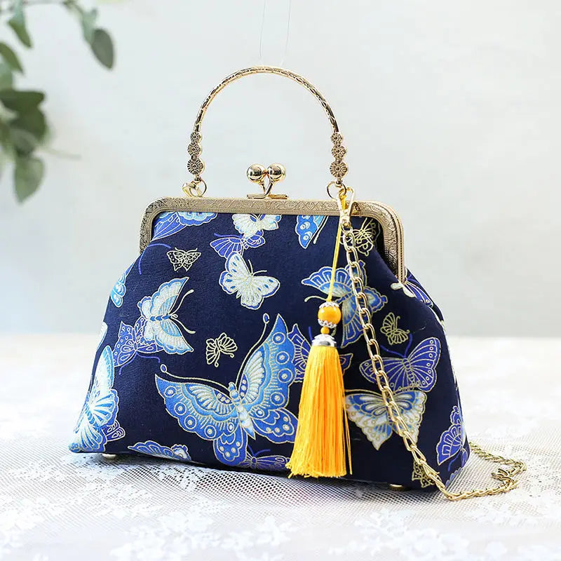 Women Butterfly Embroidery Evening Bag Party Clutch Messenger Wedding Bag