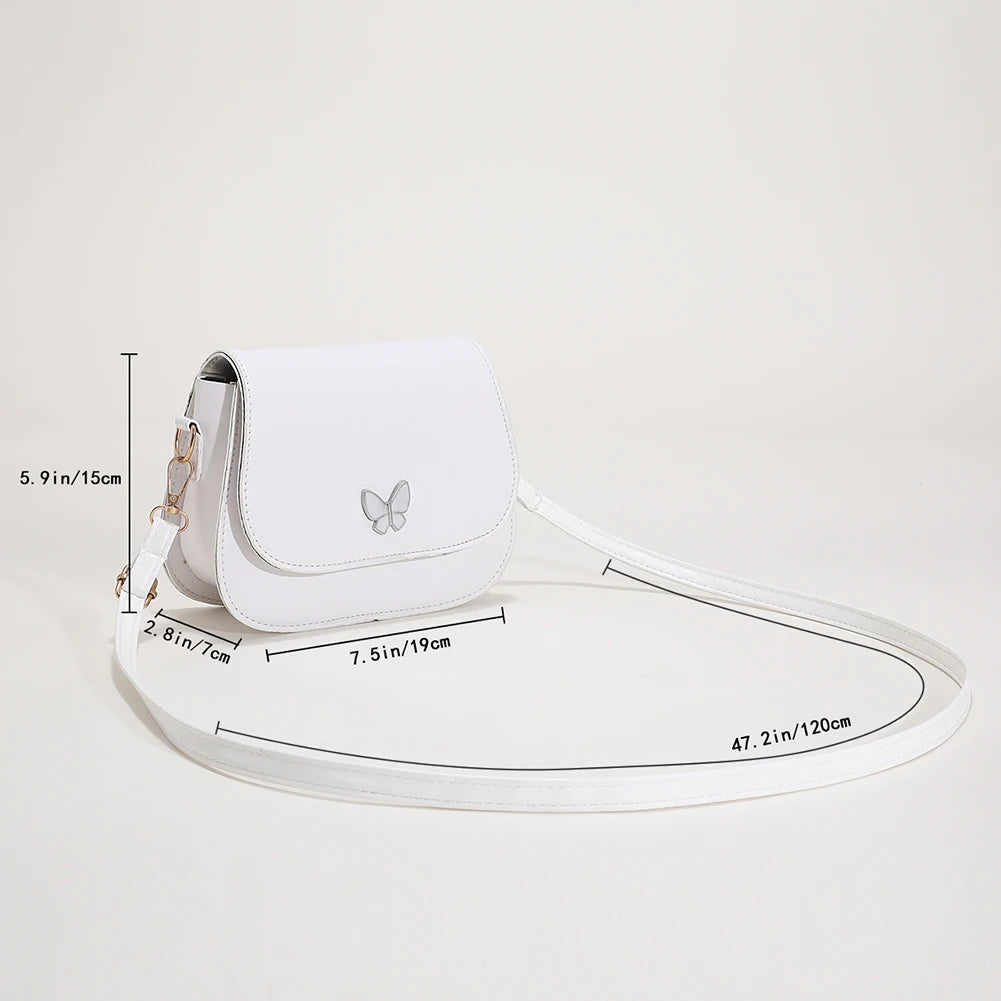 Women Butterfly Leather Shoulder Bag Small Square Bag Handbag