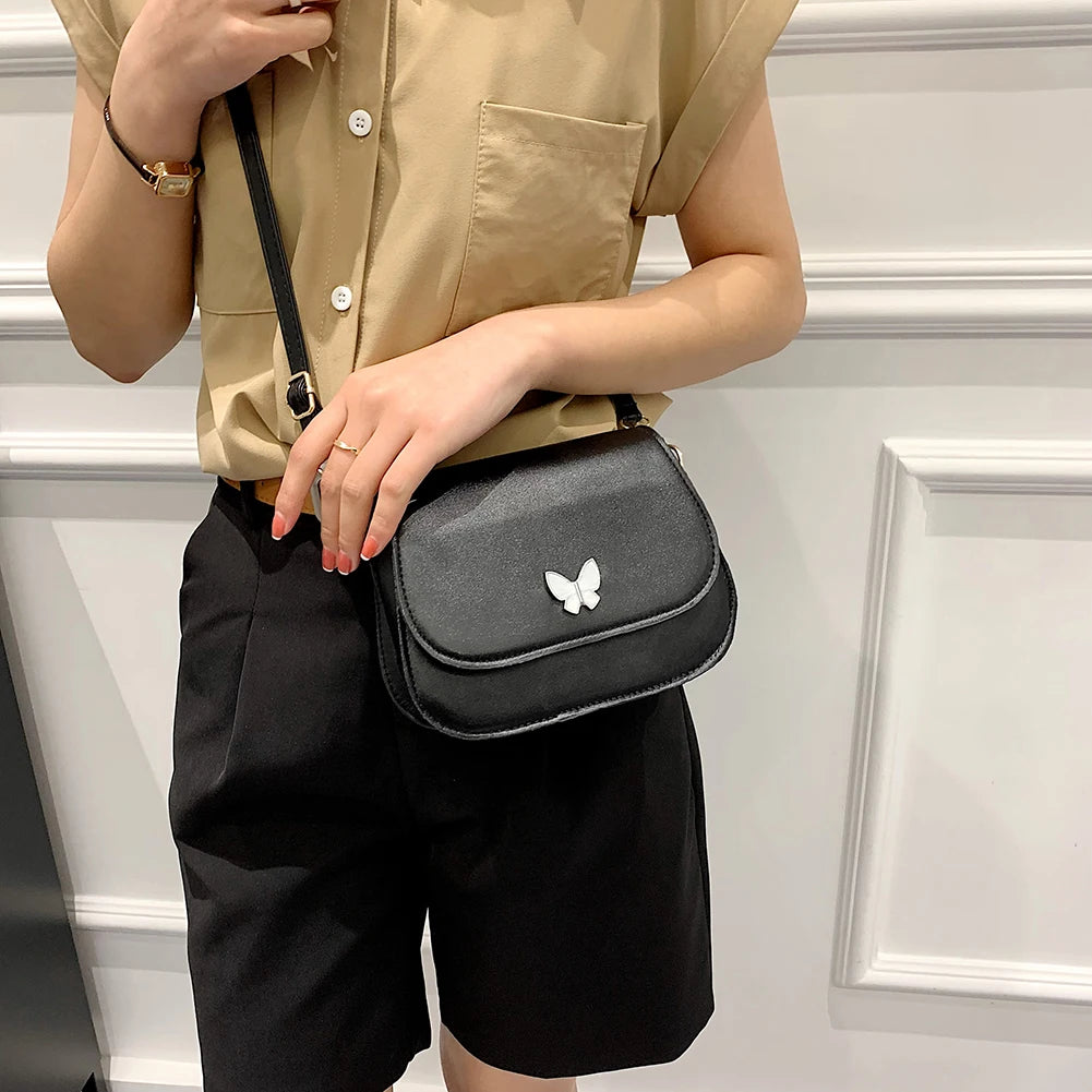 Women Butterfly Leather Shoulder Bag Small Square Bag Handbag