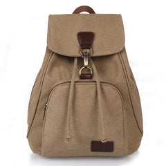 Women Canvas Backpack Vintage Travel Bag Drawstring Laptop
