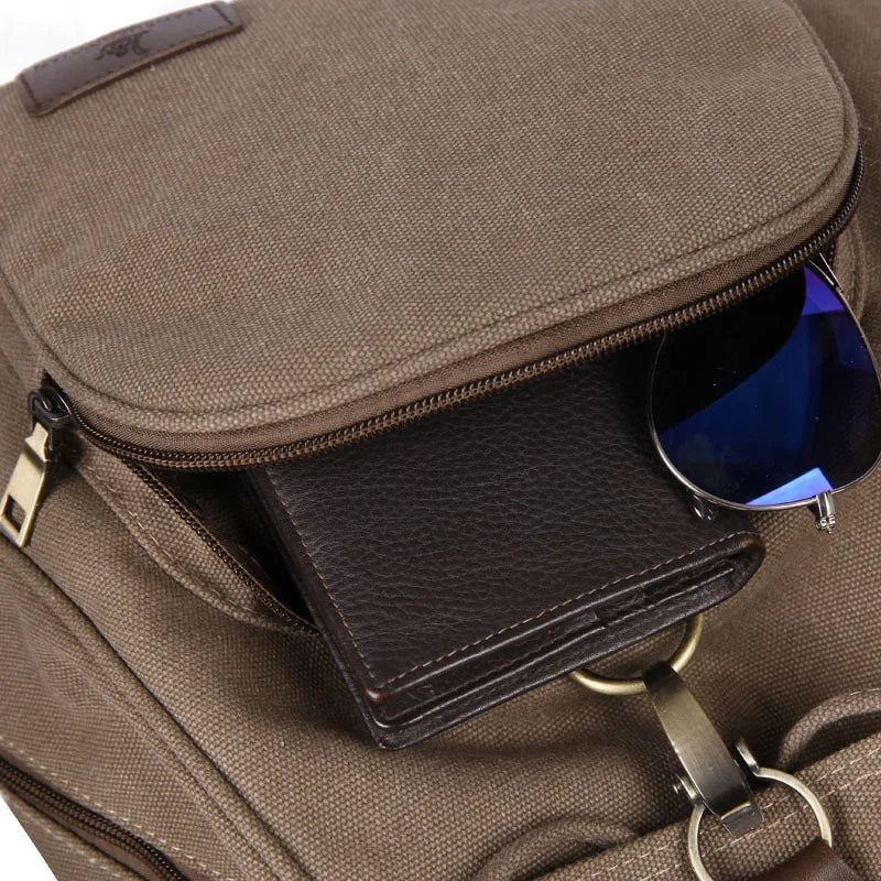 Women Canvas Backpack Vintage Pure Cotton Drawstring Laptop School Bags