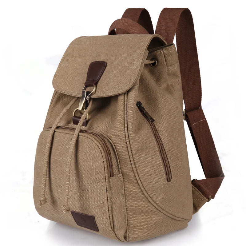 Women Canvas Backpack Vintage Drawstring Travel Bag Laptop