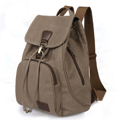 Women Canvas Backpack Vintage Travel Bag Drawstring Laptop