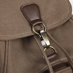 Women Canvas Backpack Vintage Pure Cotton Drawstring Laptop School Bags