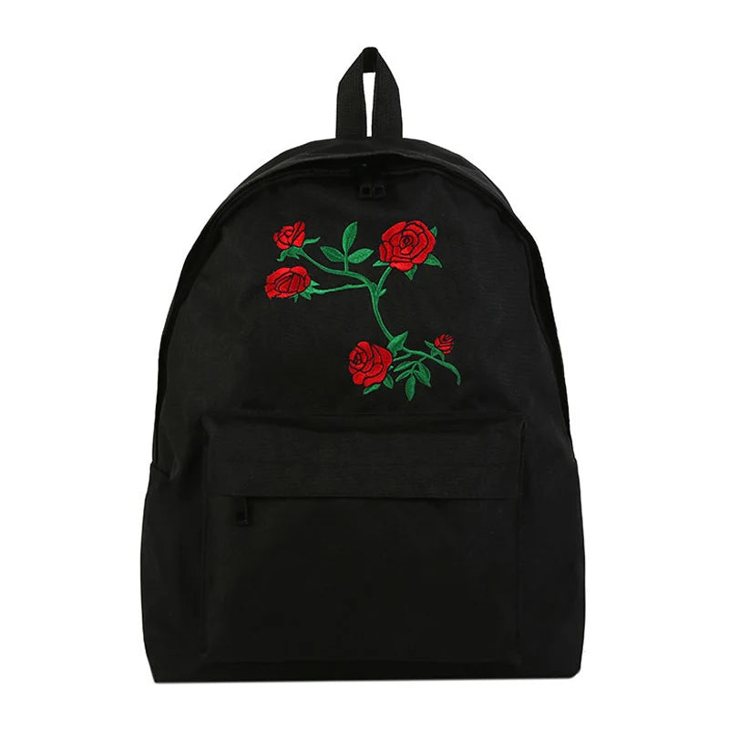 Floral Canvas Backpack Anti-theft School Bags Multifunction Rucksack