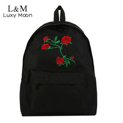 Floral Canvas Backpack Anti-theft School Bags Multifunction Rucksack