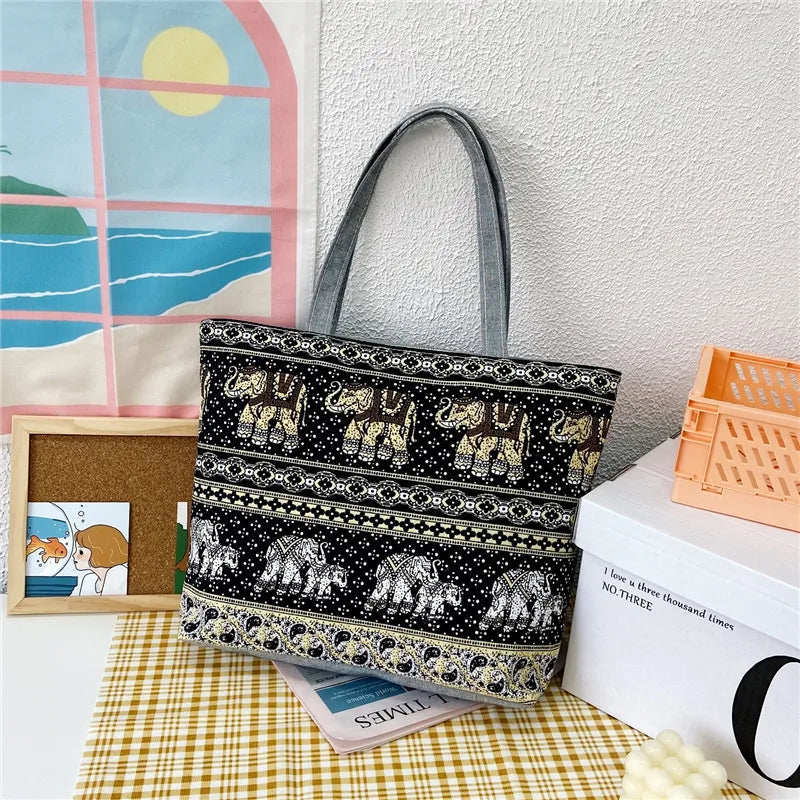 Women Canvas Shoulder Bag Large Capacity Handbags Tote Bag