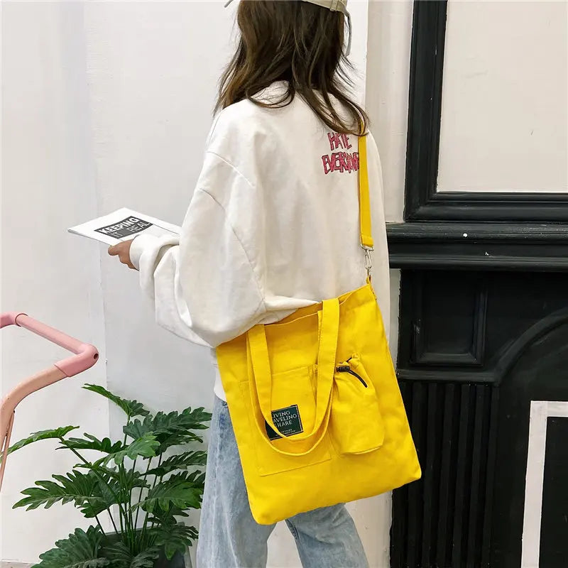 Eco-Friendly Canvas Shoulder Bag Large Reusable Shopper Tote