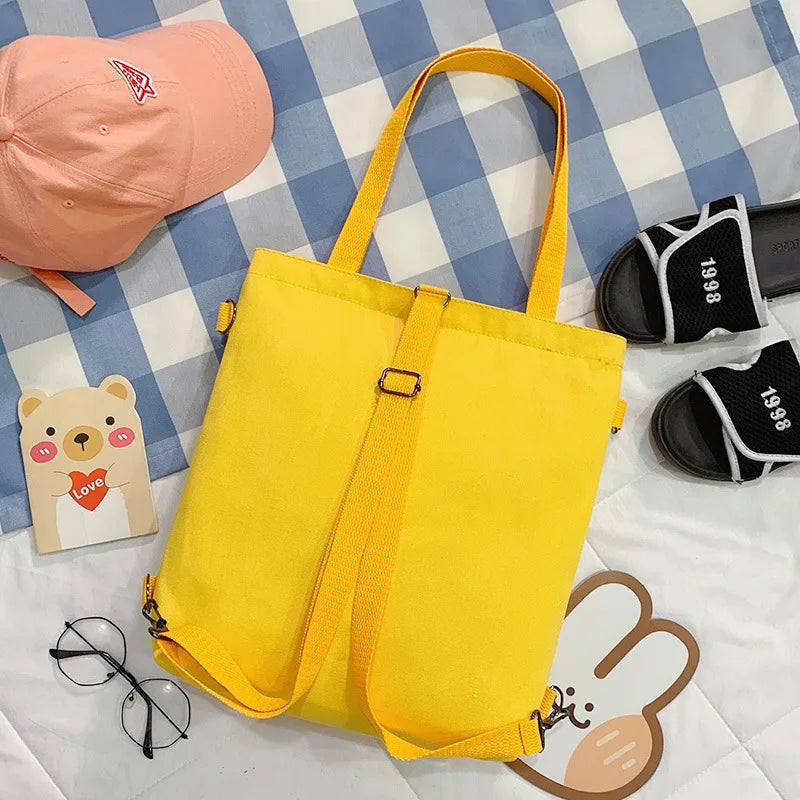 Women Canvas Bag Double Buckle Canvas Student Tutoring Bag Large Capacity