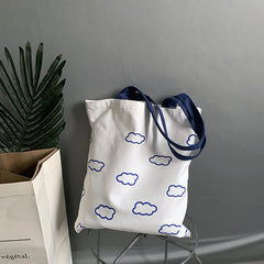 Clouds Printing Tote Shopping Bag for Women Canvas