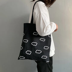 Clouds Printing Tote Shopping Bag for Women Canvas