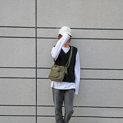 Women Canvas Bucket Crossbody Bags Drawstring Shoulder Handbag