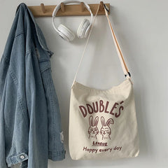 Women Canvas Crossbody Bag Cartoon Shoulder Canvas Bag For Girl