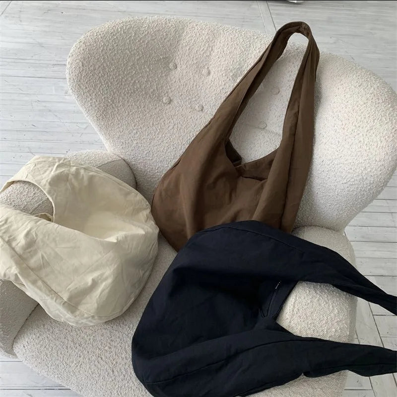 Canvas Crossbody Bag Large Capacity Shoulder Bag Retro Dumpling Hobos Bag
