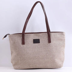 Women Canvas Daily Large Capacity Zipper Shoulder Tote Bag