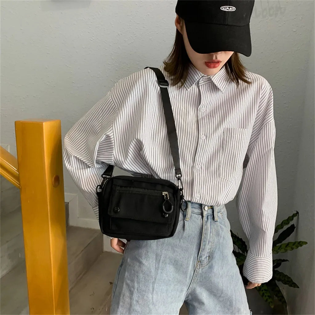 Women Canvas Flap Bag Casual Travel Mini Messenger Bag