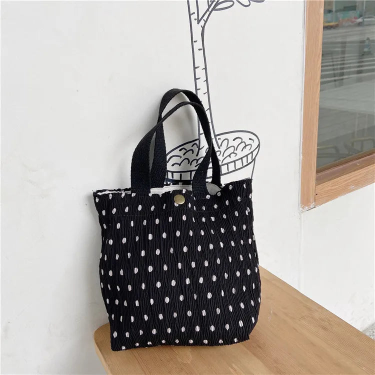Women Canvas Handbag Flower Print Casual Large Capacity Shoulder Bag