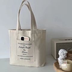 Jungle Book Print Canvas Shoulder Bag Large Capacity Tote Bag