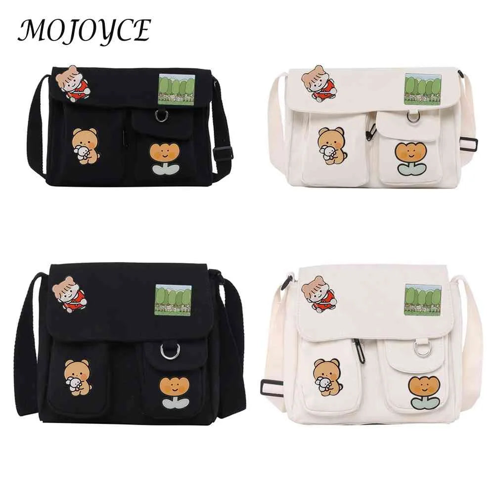 Women Canvas Harajuku Crossbody Tote for Outdoor Traveling
