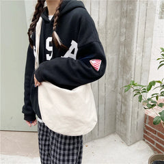 Canvas Messenger Bag Large Capacity Shoulder Bag Zipper Semicircle Shape
