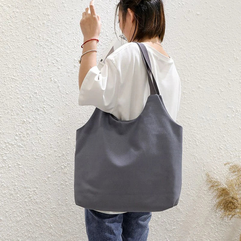 Women Canvas Shopping Bag Shoulder Bag Foldable Eco Grocery Tote Bag