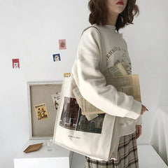 Prado Museum Female Cotton Cloth Shoulder Bag Eco Handbag Tote