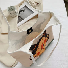 Women Canvas Shopping Bags Eco Friendly Reusable Foldable Shoulder Bag