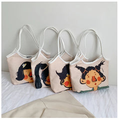 Women Canvas Shopping Bags Eco Friendly Reusable Foldable Shoulder Bag