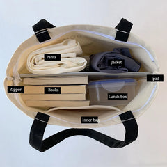 Canvas Shopping Bag Eco Reusable Foldable Shoulder Large Capacity Handbag
