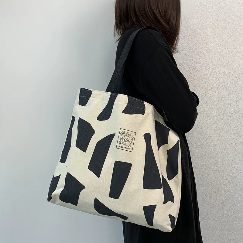 Canvas Shopping Bag Eco Reusable Foldable Shoulder Large Capacity Handbag