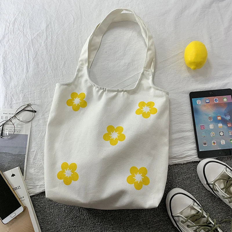 Women Canvas Shoulder Bag Large Cotton Cloth Tote Shopper Bags Shoppers Fabric H