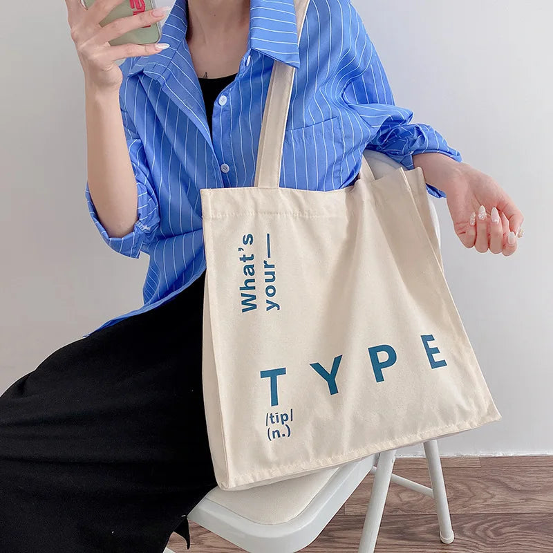 Canvas Shoulder Bag Large Capacity Totes Casual Handbags Girls Book Bags