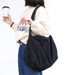 Canvas Shoulder Bag Casual Crossbody Solid Zipper Handbag Shopping Tote