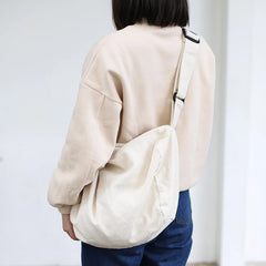 Canvas Shoulder Bag Casual Crossbody Solid Zipper Handbag Shopping Tote