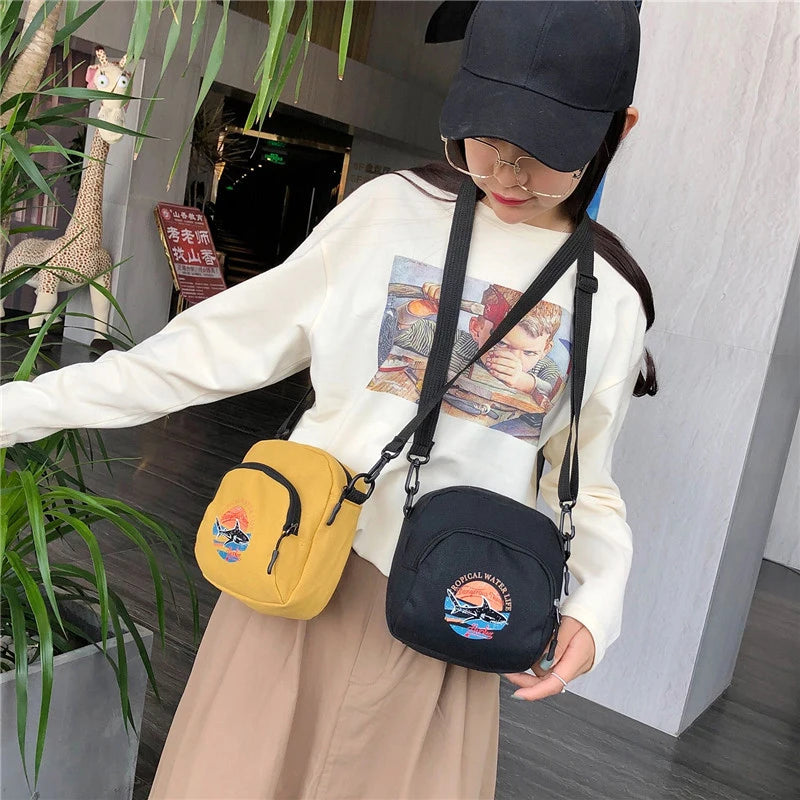 Canvas Shoulder Bag Mini Crossbody Zipper Handbags Cell Phone Bags