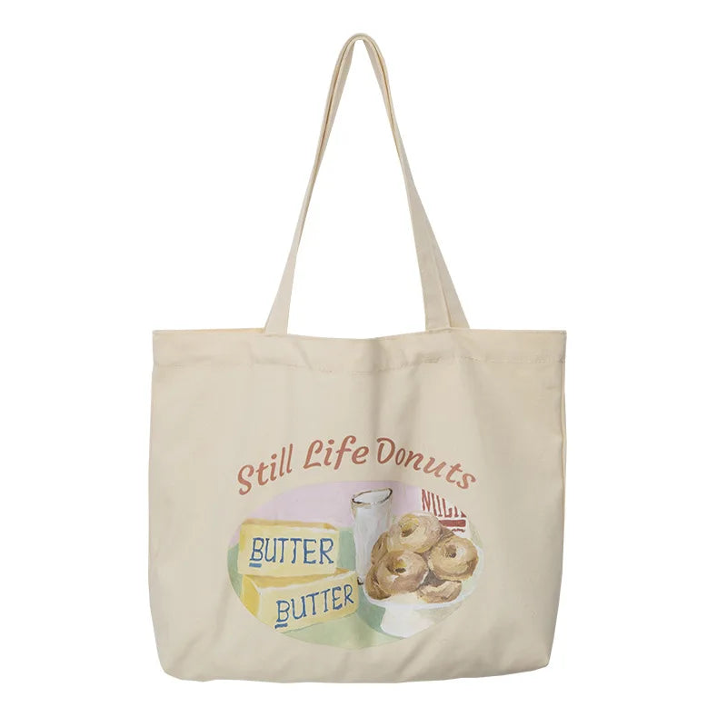 Canvas Shopping Bag for Women, Eco-Friendly Grocery Tote Handbag