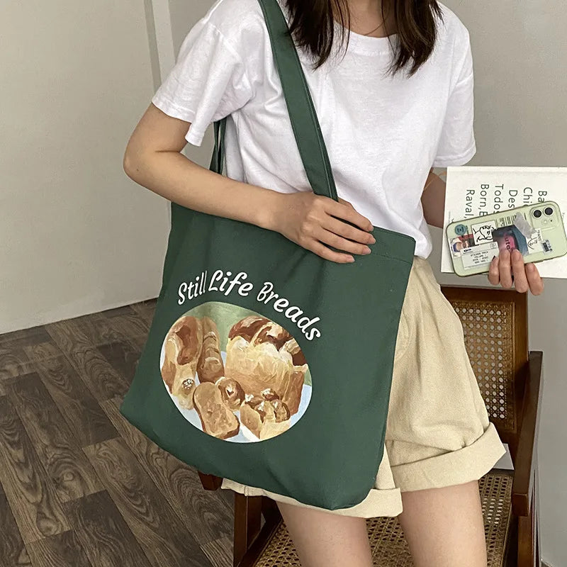 Canvas Shopping Bag for Women, Eco-Friendly Grocery Tote Handbag