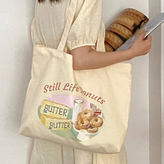 Canvas Shopping Bag for Women, Eco-Friendly Grocery Tote Handbag