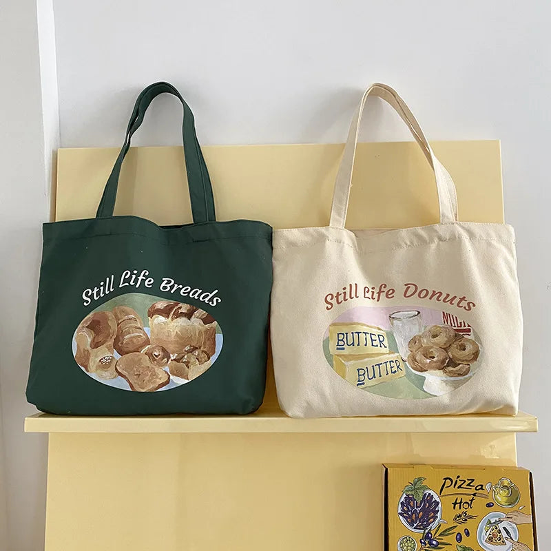 Canvas Shopping Bag for Women, Eco-Friendly Grocery Tote Handbag