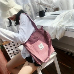 Soft Corduroy Canvas Shoulder Bag for Women