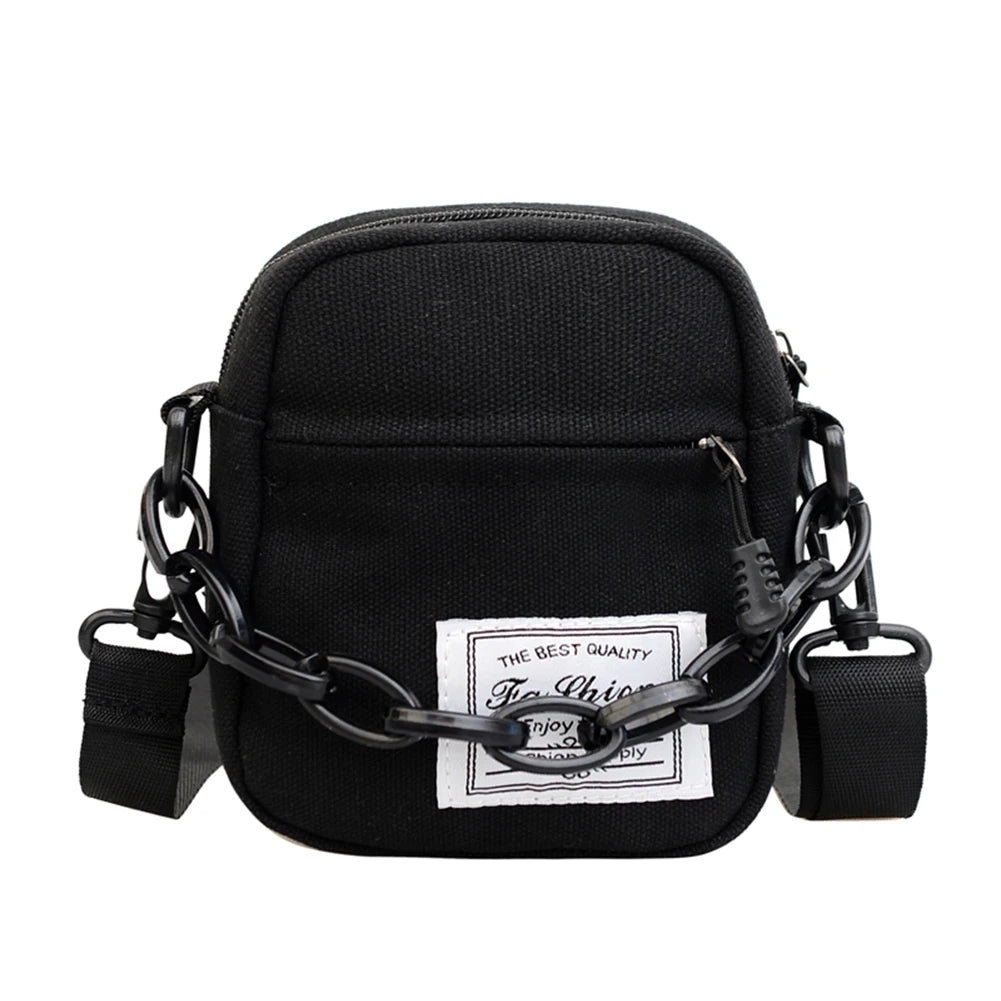 Women Canvas Shoulder Bag Small Messenger Crossbody Bags Chain Mini Phone Pouch