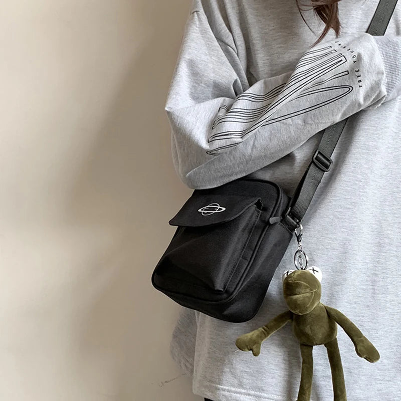 Women Canvas Shoulder Bag Small Cotton Messenger Crossbody Purse