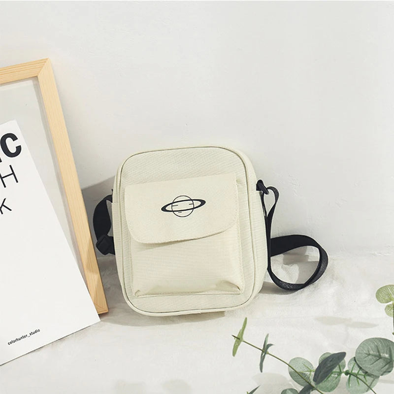 Women Canvas Shoulder Bag Small Cotton Messenger Crossbody Purse