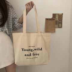 Bear Print Canvas Shoulder Bag Women Casual Handbag Tote Large Capacity