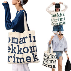 Women Canvas Shoulder Bags Letter Print Style Large Capacity Handbag