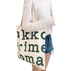 Women Canvas Shoulder Bags Letter Print Style Large Capacity Handbag